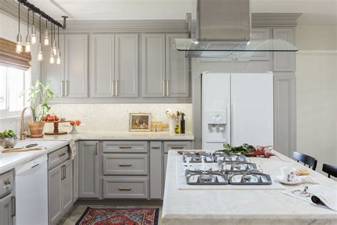 light grey cabinets with stainless steel appliances|light grey cabinets.